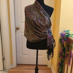 Paisley Pashmina Scarf Wrap Shrug | Purple Lilac Mauve | OS | NWOT